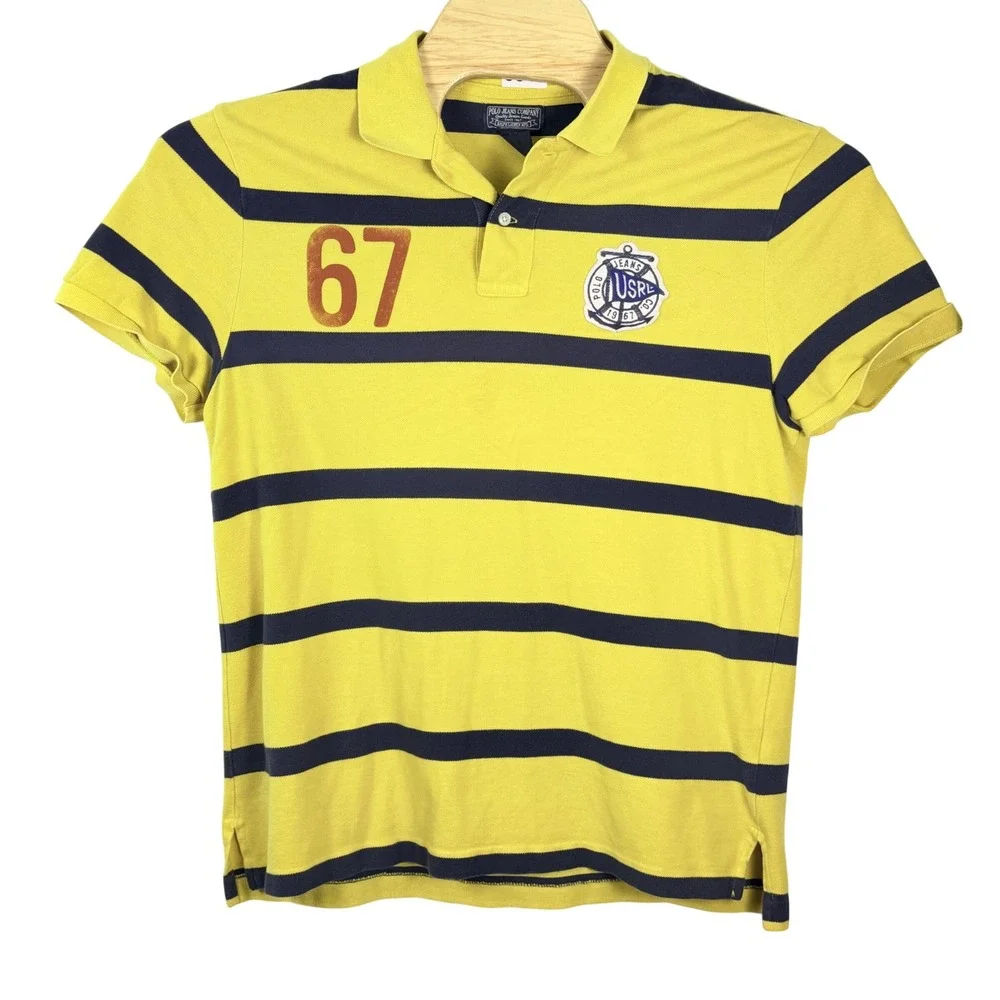 Vintage Polo Jeans Co Ralph Lauren Polo Men‎ Large Yellow Striped Crest Patch 67